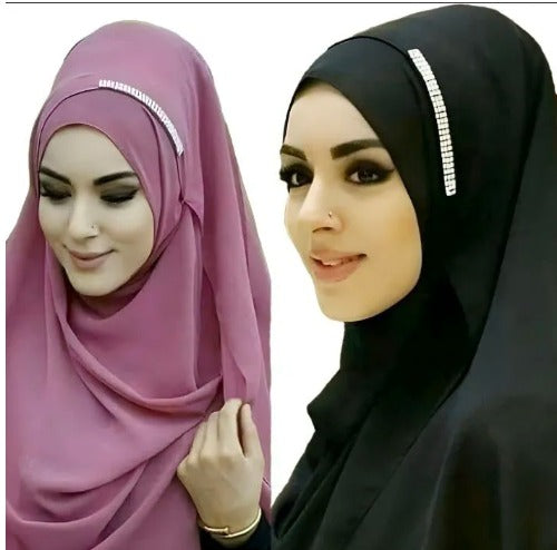 Ready-to-wear double loop chiffon hijab, bubble texture, easy wear.