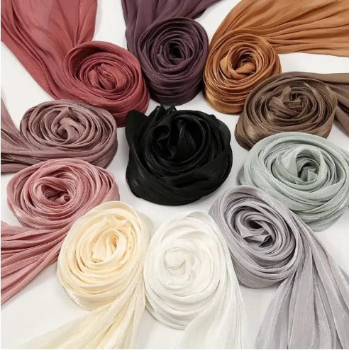 Luxury 100% chiffon georgette hijab scarf, multicolor, easy wear.