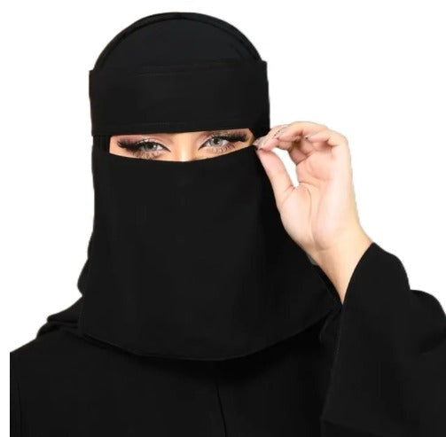 Saudi niqab with label, extra small, ready-to-wear, high-quality fabric.