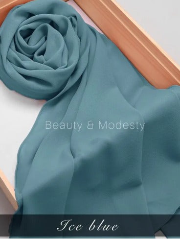 High-quality chiffon georgette hijab scarf, breathable, soft, 70x30 inches.