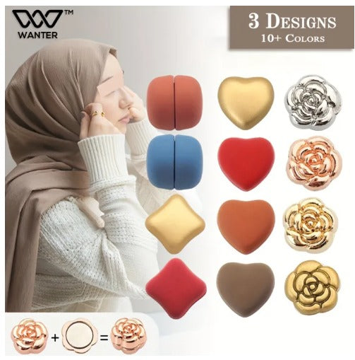 Strong pinless hijab magnets, multi-designs, colorful scarf magnetic pins.